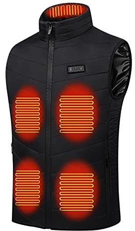 Gilet chauffant électrique USB pour homme avec 11 zones de chauffage, 3 températures réglables, gilet électrique sans manches, col montant pour l'hiver et l'extérieur, 01-2-Noir, 3XL