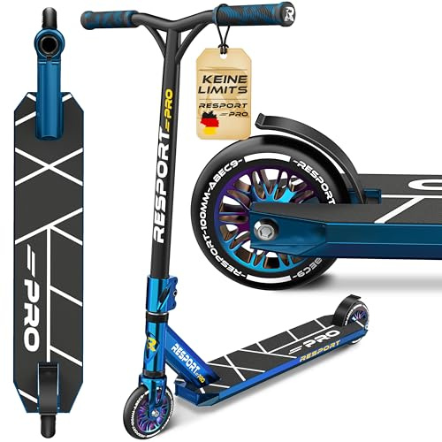 RE:SPORT® Monopattini Freestyle REVO PRO con Supporto, 110 mm PU Wheels & Y-Bar | Monopattino Acrobatico Professionale ABEC 9 cuscinetti a sfera | Stunt Scooter per Adulti e Bambini