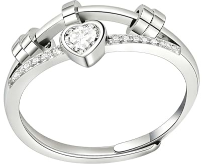 nuneoeuo 1 PCS Anxiety Rings for Women, Silver Fidget Rings for Anxiety Women, Adjustable Ring Spinner Fidget Ring for Womens Thumb Spinner for Woman Anxietys Relief Jewellery Gift