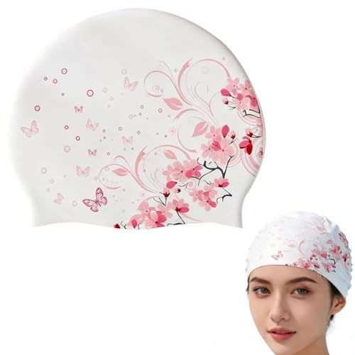 Rainway Bonnet de bain en silicone pour femme, imperméable et doux, bonnet de bain pour cheveux courts et longs, bonnet de natation pour femme