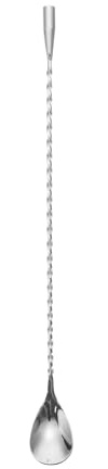 YARNOW Cuchara de Bar Larga de Acero Inoxidable 304, Cuchara Mezcladora para Cócteles y Café, Mango Lacrimal Pulido 30 Cm, Herramienta Profesional para Hogar y Restaurante