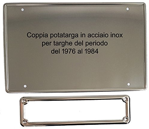 Targhe Storiche srl Coppia Portatarga/Cornice Sovrapposto in Acciaio Inox dal 1976 al 1984