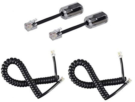 Cavo districante per cavo telefonico, cavo per cornetta telefonica da 2 m non arrotolato (3 m a spirale), 2 cavi rotanti a 360 gradi e 2 cavi per cornetta telefonica