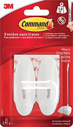 Command Haken mit Metallspitze, 3 m, Weiß, Größe: M, Schwarz
