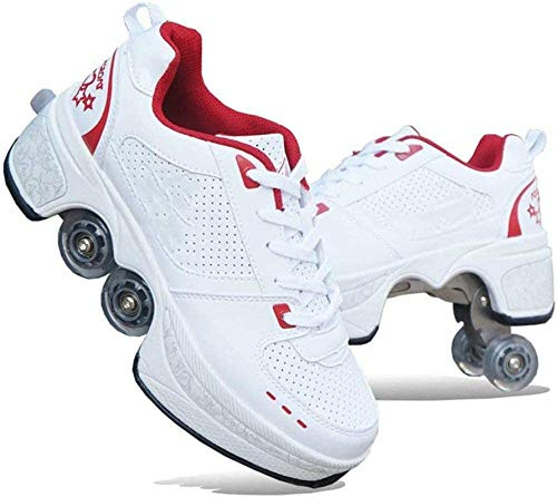 Patins A roulettes Reglables,Deform Wheels Skates Roller Shoes Casual Sneakers Walking Skates Hommes Femmes Runaway Patins à Quatre Roues,B-43