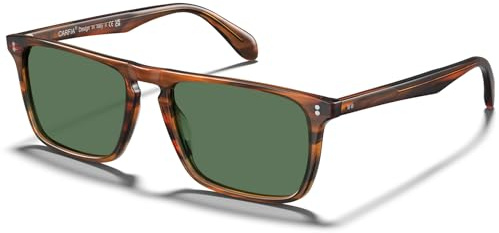 CARFIA Retro Polarized Sunglasses for Men UV Protection Hand-crafted Acetate Frame Fashion Cool Sun Glasses Green Lens