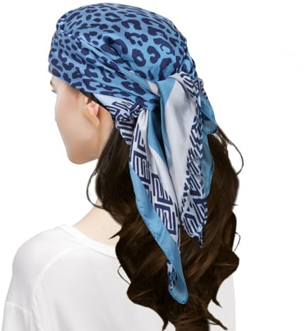 MEANBEAUTY Head Scarf for Women Square Hair Scarves Like Satin Silk 27.5 | Neck Scarfs Hair Scarfs 27.5 Inch Printed Bandanas for Hair Wrapping,Sleeping, Daily Wear with Gift Packed