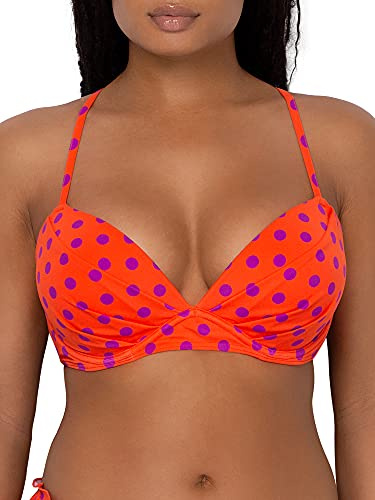 Smart & Sexy womens Swim Secret Convertible Push-up Bikini Top, Bright Polka Dot Print, 34A US
