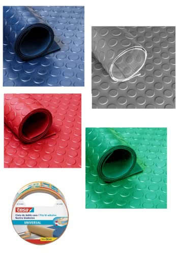 PINTO FERRAMENTA Tappeto Gomma Copripavimento Pvc per Palestre Officine Pavimentazione Esterna Rivestimento Linoleum Antiscivolo Flessibile Resistente in dotazione Nastro Biadesivo (h1x2mt, verde)