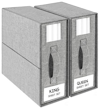 COCASES Aufbewahrungstasche für Bettlaken, 2 Stück Bettwäsche Aufbewahrung Faltbare Unterbettkommode Aufbewahrungsbox für King&Queen Size Bettlaken Bettwäsche Kleiderschrank Decken Kleidung Grau