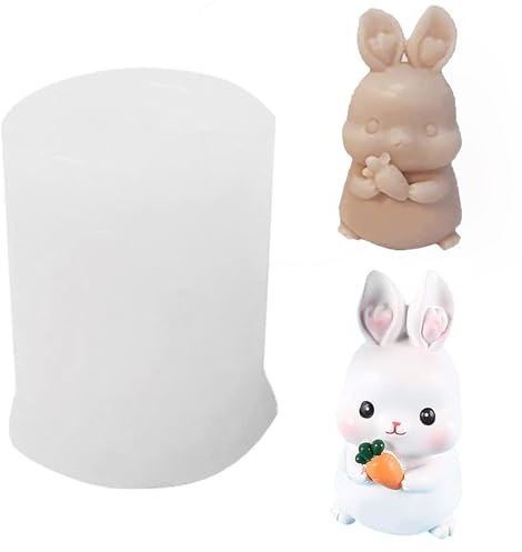 3D Moulle, Moules à Bougies en Silicone 3D Lapin, Lapin Chocolat Forme Moule, Moule en Silicone, Moule à Gâteau Lapin pour Bougie de Lapin de Pâques pour Fabrication Bougies, Savon (B)