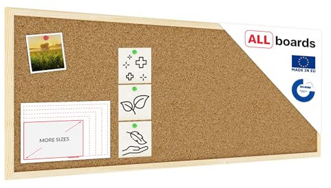 ALLboards Pinnwand mit Holz Rahmen 100x40cm Korktafel Korkwand Pinnwand Kork