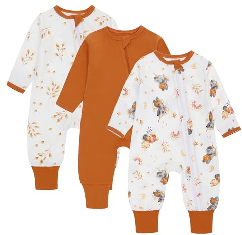 amo nenes 3-pack baby sommar sovsäck 0,5 tog med fötter och ärmar 100 % bomull andningsbar sommarsovsäck för pojkar och flickor, 0–3 månader, orange, apelsin, 0-3 månader