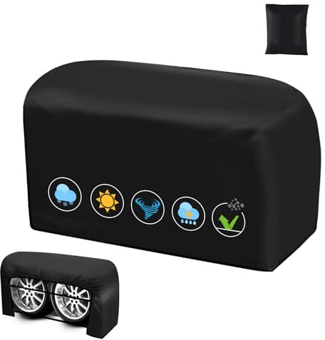 RV Tire Covers,Heavy Duty 840D Tire Covers for Trailers,Fits 27-30 Diameter Tires,Waterproof Trailer Tyre Covers with Waterproof Strip,2 Windproof Buckles，Universal RV Wheel Covers for Camper,1 Pack