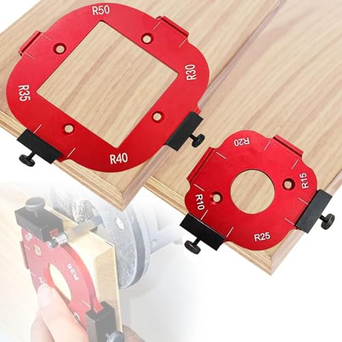 Lot de 2 gabarits de fraisage 4 en 1 pour défonceuse R10, R15, R20, R25, R30, R35, R40, R50, pour le travail du bois DIY (rouge)