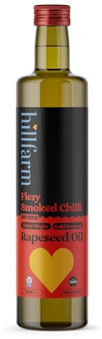 Hillfarm Fiery Smoked Chilli Extra Virgin Cold Pressed Rapeseed Oil - 250ml | Chilli Oil for Finishing & Dressing | Low in Saturated Fat | High in Omega 3 | Fiery, Smoked Flavour | Gluten Free & Vegan