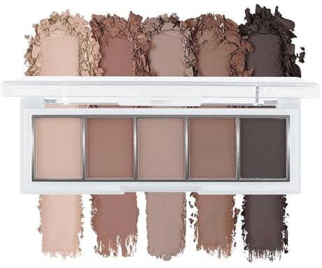 BelleVive Palette de fards à paupières neutres nude marron, 5 couleurs avec finition mate veloutée, fards à paupières nude taupe aux tons froids, maquillage naturel de tous les jours, longue durée, 06