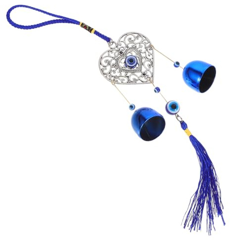 ifundom Campanilla Viento Azul Ojo Turco Metal Colgante Decorativo con Borlas y Campanas para Hogar Coche Balcón Dormitorio Porche Entrada