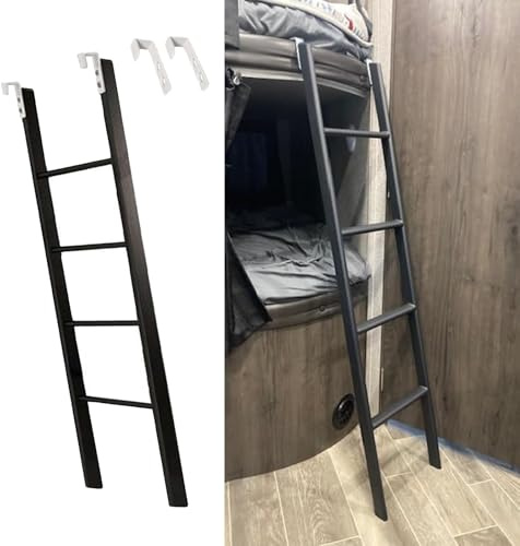 Échelles de Lit Échelle pour Lits Superposés de Camping-car avec 2 Crochets, Échelle de Lit En Métal Noir pour Enfants Et Adultes, Échelle pour Lits Superposés Jumeaux de Dortoir, Échelle à Marches 11