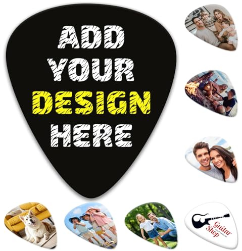 Lot de 6 médiators personnalisés, impression recto verso, créez votre propre médiator personnalisé pour guitare électrique, basse, ukulélé, accessoires, cadeaux pour hommes et femmes (0,71mm)
