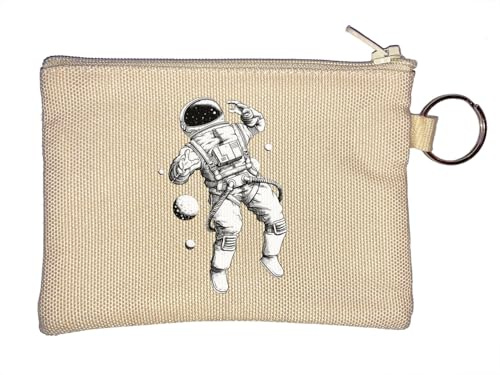 Astronaut Suit Floating in Space Key Chain Coin Purse Beige
