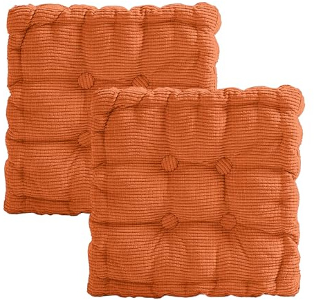 Cojín de asiento de 40 x 40 cm, juego de 2 unidades para silla y suelo, cojín acolchado grueso con relleno de algodón 100 % PP, cojín cuadrado para silla de interior y exterior, cojín de suelo para