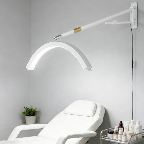 vnmudzeo Lampada A Mezzaluna da Parete da 23 Pollici, Colore E Luminosità Regolabili, Luce A Mezzaluna Professionale per Estetista/Salone Unghie, per Extension Ciglia White