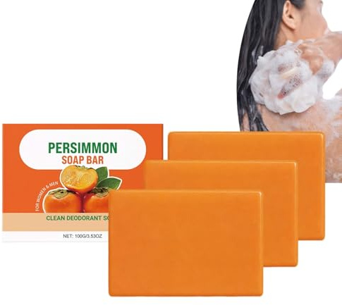 Jabón desodorante de caqui para el cuerpo, sin olor, jabón hecho a mano con aceite de oliva, jabones de cúrcuma para rostro y cuerpo, jabones de árbol de té con malla espumosa, extracto de té verde