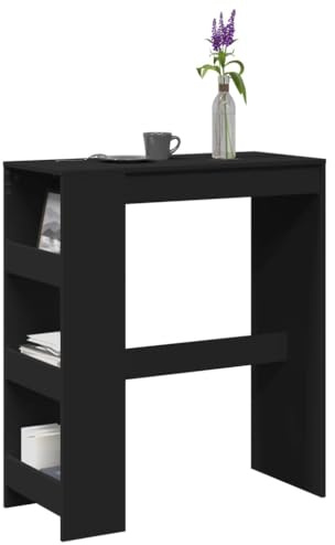 Svart barbord med flera lager med ställ 90 x 40 x 103 cm – 3 hyllor för kök, vardagsrum, balkong – eleganta och funktionella möbler för heminredning och platsbesparande