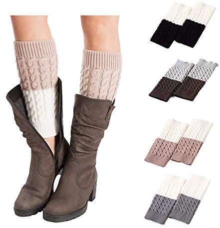 Kaariss Womens Short Boots Socks Crochet Knitted Boot Cuffs Leg Warmers Socks (4 Pairs-Style d)