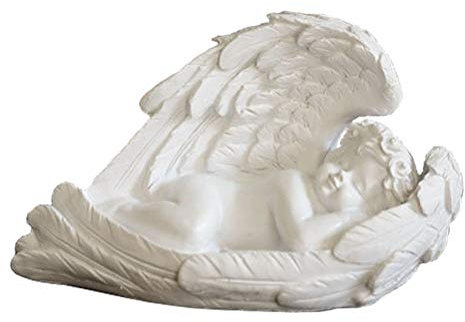 Statuette de jardin en forme d’ange dormant en plumes et plumes