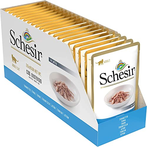 Schesir Cat Jelly Thunfisch, Katzenfutter nass in Gelee, 20 Beutel x 85 g