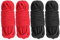 CosyMate Lot de 4 cordes liaison en coton doux épais tout usage avec nœud torsadé, 8 mm diamètre, 5 m long, noir et rouge, 2 Black 2 Red