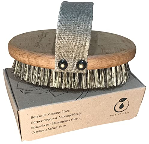 Stephanie Franck Beauty Trockenbürste – Natur Körperbürste aus Rosshaar & Tampico – Lymphdrainage & Peeling – Cellulite Massage – FSC Buchenholz – plastikfrei – Made in Germany