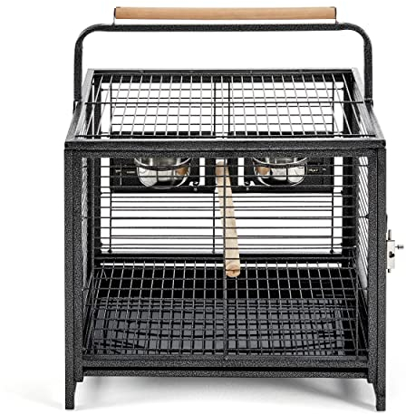 Yaheetech Gabbia per Uccelli Pappagallini Piccoli Inseparabili Calopsite con Maniglia in Ferro da Viaggio Trasportino Nera