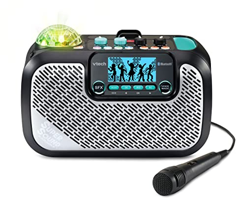 VTech Super Sound Karaoke, Portable Karaoke Machine & Speaker With Microphone, Voice Changer & Special Effects, Bluetooth Enabled, FM radio, Gift for Ages 14+ Years