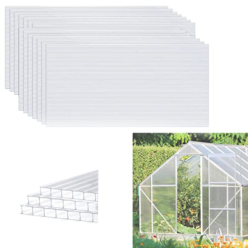 HENGMEI 14x Polycarbonat Platte Doppelstegplatten Transparent 4 mm PC Hohlkammerstegplatten Witterungsbeständig und UV-beständigen für Gewächshaus, Garten Treibhaus, 10,25 m²