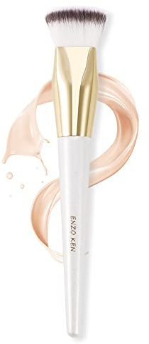 ENZO KEN fyrkantig foundationborste för flytande makeup, platt grundborste, flytande foundationborste, platt makeupborste, flytande foundation makeupborste, krämfärgad konturborste för krämmakeup.