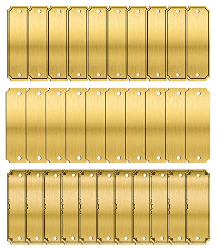 30 Packs 3W x 1H Brushed Brass Plate Personalized Blank Name Plates Picture Frame Name Label