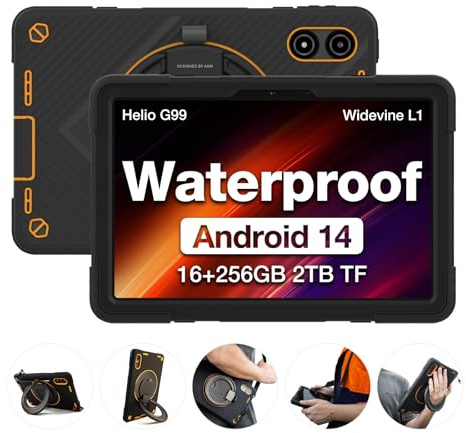 AGM PAD P2 Active Rugged Android 14 Tablet with Case, Waterproof & Drop-Proof, Widevine L1 & GMS Certified, 11 90Hz FHD 480 NITS Display, MTK G99, 8000 mAh, 16(8+8) + 256GB[TF 2TB], GPS, Compass, OTG
