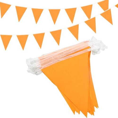 Bannière de Banderole Orange de 15 m, 42 bannières triangulaires en Tissu pour intérieur et extérieur, Anniversaire, fête prénatale, Mariage, Jardin, décorations de fête à la Maison