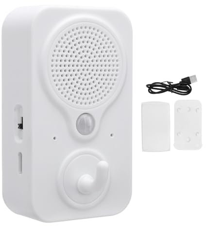 Motion Activated Voice Player, PIR Infrared Motion Sensor Activated Sound Speaker with USB Cable Door Greeter Entry Alert for Shop Store Factory Supermarket