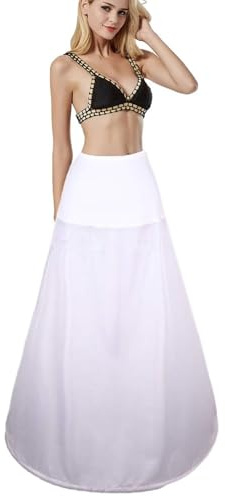 Genérico Enaguas Enteras, A Line Largo Miriñaque Petticoat Crinolina, Vestido de Novia Underskirt, Aro Ajustable, Una Línea Ropa Lencería, Faldas Vestidos Media-Enaguas, Enagua de Boda Accesorios