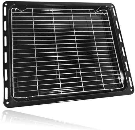 SPARES2GO Universal Oven Grill Tray Shelf for AEG for Baumatic for Electrolux for Zanussi Pan Base and Grid Rack (46.5cm x 37.5cm) 465mm x 375mm
