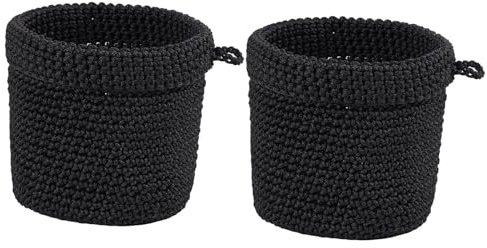 MagiDeal 2 cestas de Almacenamiento, cestas Decorativas Tejidas, cestas de Papel higiénico para Colgar en la Pared, cestas organizadoras, contenedores de, Negro