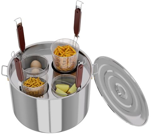 Pasta Pot With Strainer Basket,Large 4 Holes Pasta Pot with Insert for Cooking, Pot With Strainer Lid Stainless Steel for Home Kitchen