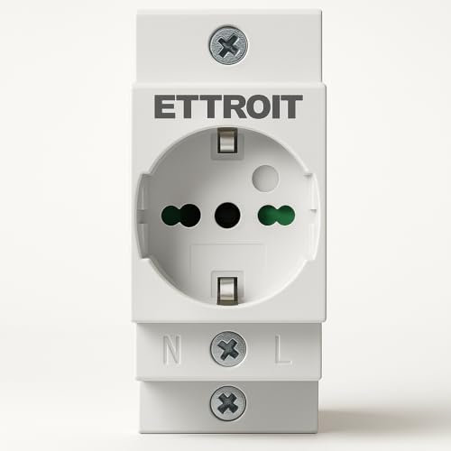 Presa Elettrica Modulare Schuko + Bivalente, 16A 220V AC, 2,5 Moduli DIN, Bianco