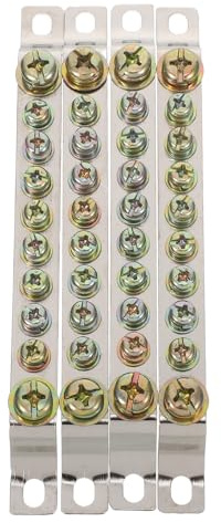 DIYEAH 4 bloques de terminales de tierra de cobre: ​​regleta de terminales de barra neutra para paneles eléctricos - bloque de conectores de cable de 10 posiciones para cableado