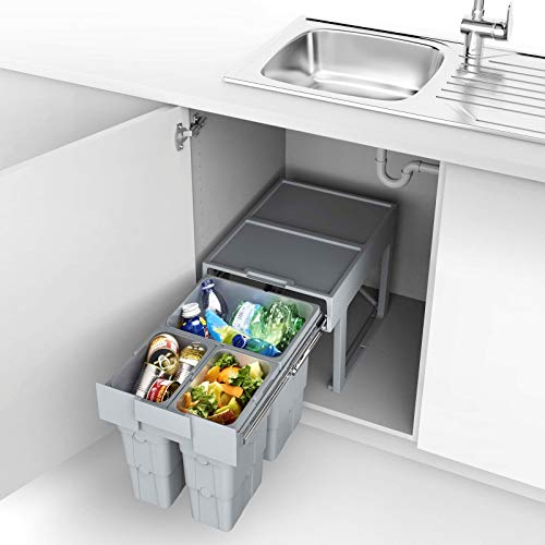 So-Tech® Système de Tri des Déchets Poubelle 1 x 16 et 2 x 7 litres à partir de 400 mm de Largeur de Porte avec Bacs