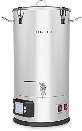 Klarstein Maischfest - Kit Birra Artigianale Completo, Fermentatore 2 Livelli di Potenza: 1500/3000 W, Kit Completo 5 Pezzi, Display LCD, Rubinetto, Acciaio Inox, 25 Litri